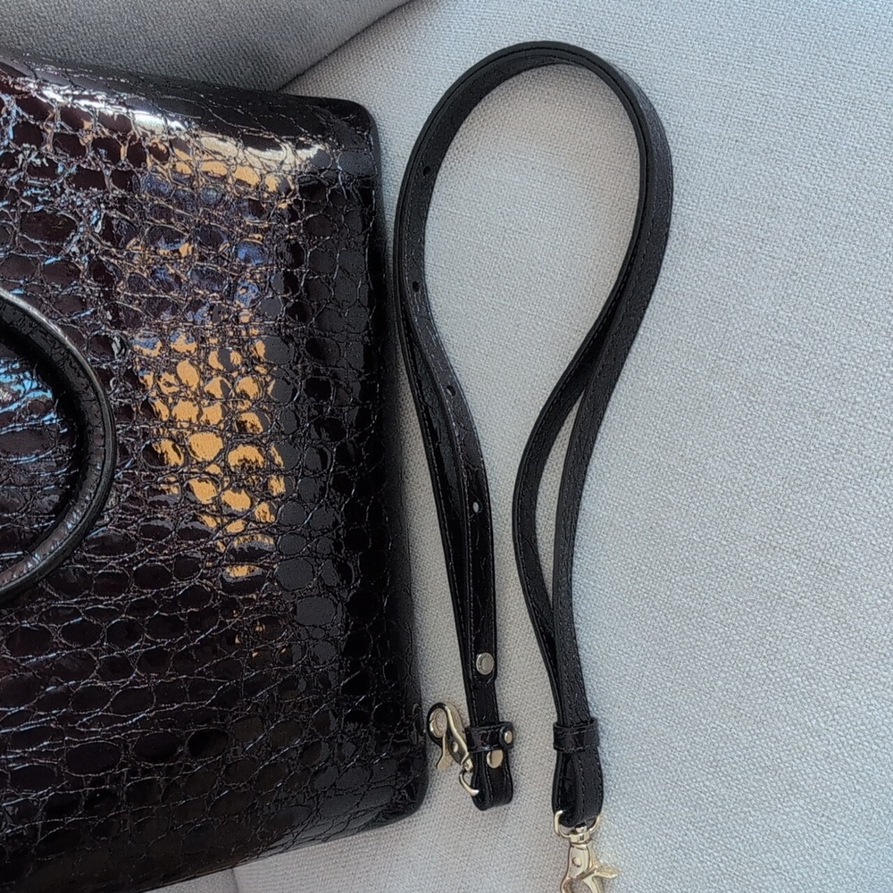 Brahmin Glossy Burgundy Color Croc-Embossed Tote - Picture 10 of 14